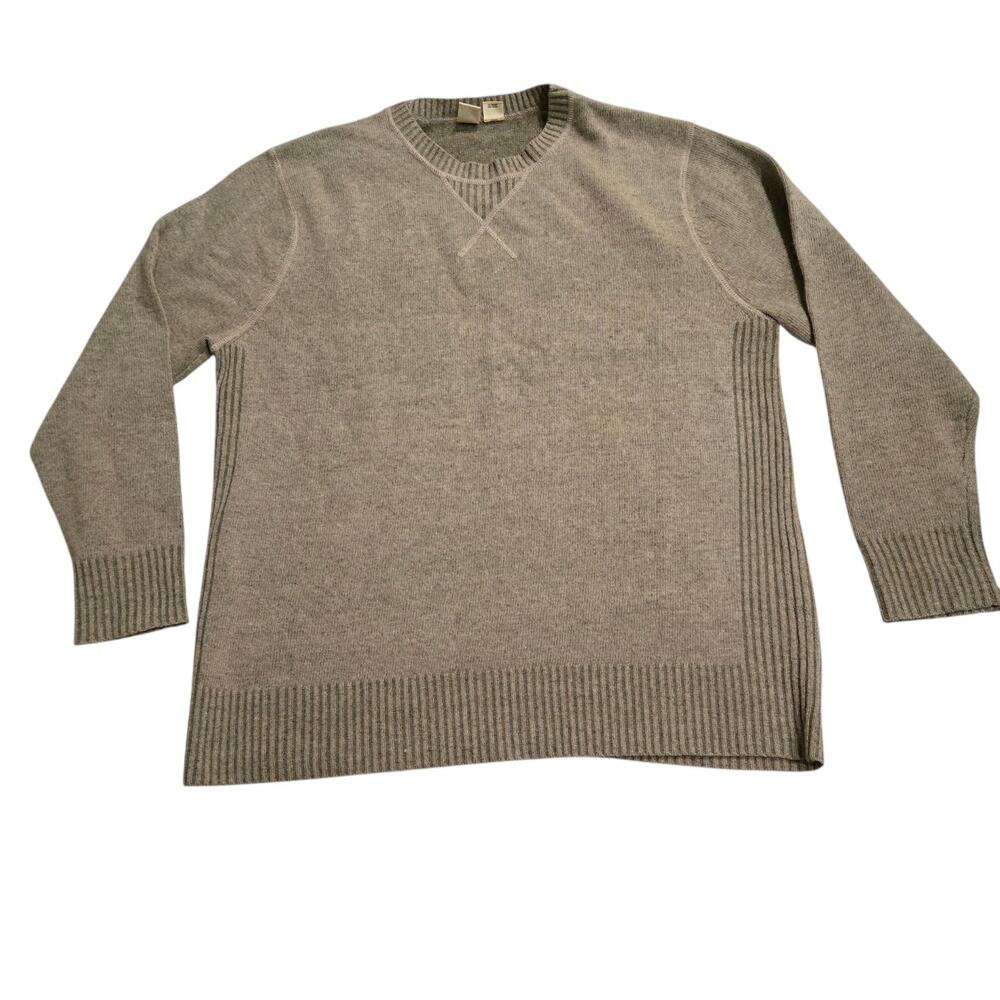 Oxford & Fulham Sweater Mens XXL Tan Brown Lambs Wool Blend Crewneck Sweater